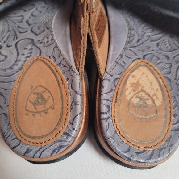 Ariat Costa Gray Blue Brown Leather Strap Slides Sandals Women's Size 6B - Picture 5 of 8